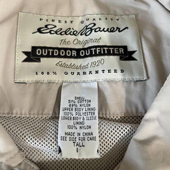 Eddie Bauer Utility Trench Coat Gorpcore Beige Minimalist Normcore Tall Large - Picture 3 of 9